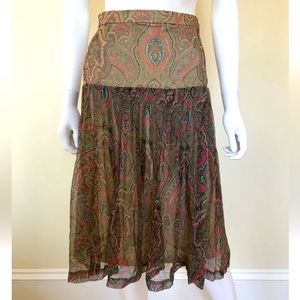 80s Vintage VICKY TIEL Designer Chiffon Silk Pleated Preppy Corporate Skirt S